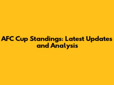 AFC Cup Standings: Latest Updates and Analysis