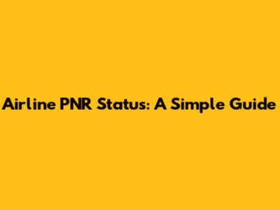 Airline PNR Status: A Simple Guide