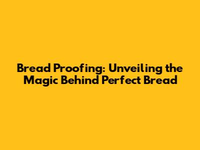 Bread Proofing: Unveiling the Magic Behind Perfect Bread