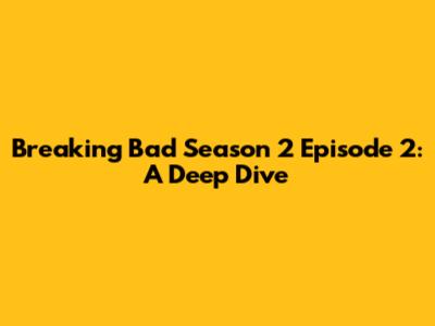 Breaking Bad Season 2 Episode 2: A Deep Dive