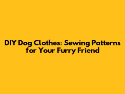 DIY Dog Clothes: Sewing Patterns for Your Furry Friend