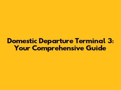 Domestic Departure Terminal 3: Your Comprehensive Guide