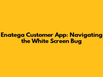 Enatega Customer App: Navigating the White Screen Bug