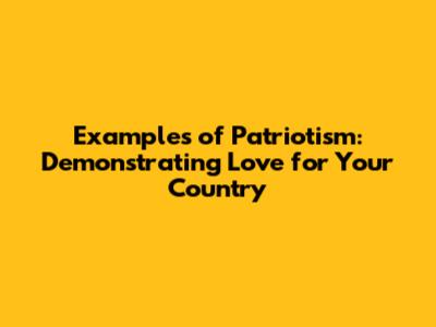 Examples of Patriotism: Demonstrating Love for Your Country