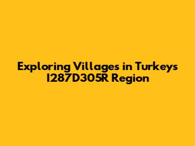 Exploring Villages in Turkey's I287D305R Region