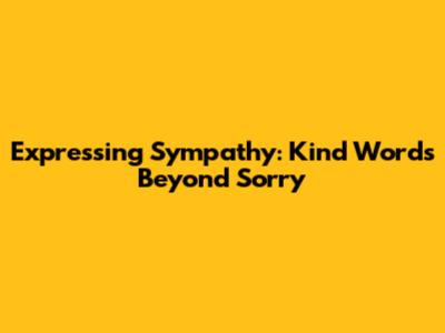 Expressing Sympathy: Kind Words Beyond 'Sorry'
