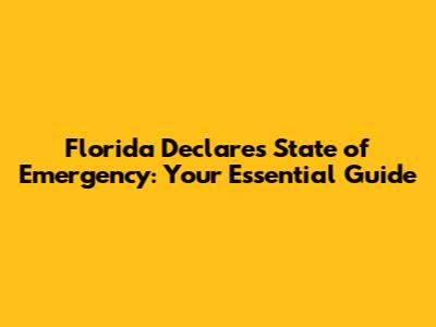 Florida Declares State of Emergency: Your Essential Guide