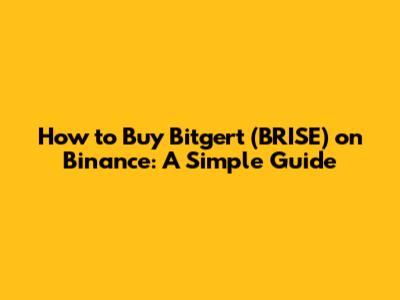 How to Buy Bitgert (BRISE) on Binance: A Simple Guide