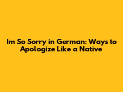 I'm So Sorry in German: Ways to Apologize Like a Native