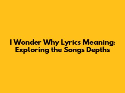 I Wonder Why Lyrics Meaning: Exploring the Song's Depths