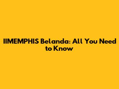 IIMEMPHIS Belanda: All You Need to Know