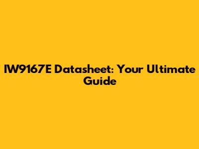 IW9167E Datasheet: Your Ultimate Guide