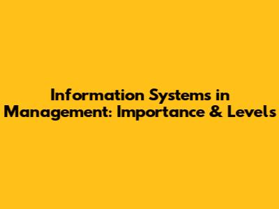 Information Systems in Management: Importance & Levels