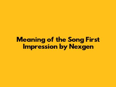 Meaning of the Song 'First Impression' by Nexgen