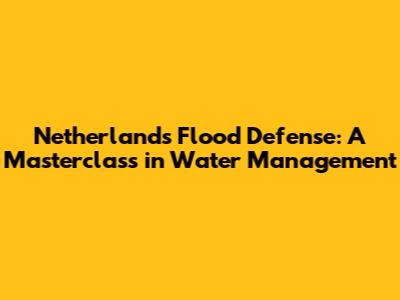 Netherlands Flood Defense: A Masterclass in Water Management