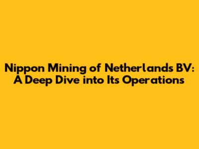 Nippon Mining of Netherlands BV: A Deep Dive into Its Operations