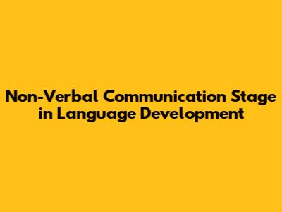 Non-Verbal Communication Stage in Language Development