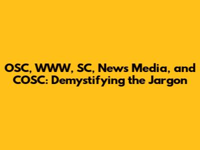OSC, WWW, SC, News Media, and COSC: Demystifying the Jargon