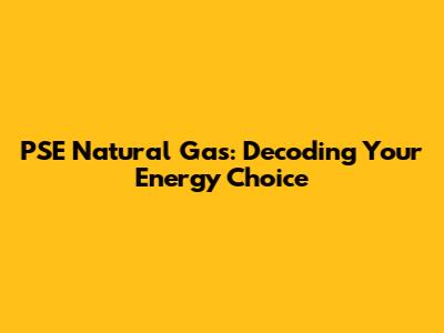 PSE Natural Gas: Decoding Your Energy Choice