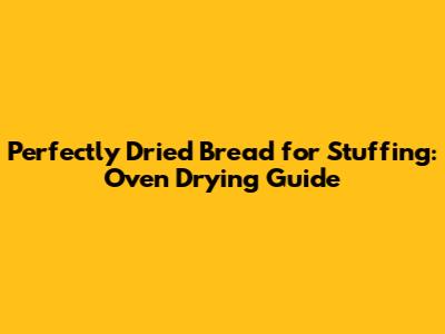 Perfectly Dried Bread for Stuffing: Oven Drying Guide