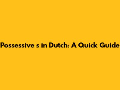 Possessive 's in Dutch: A Quick Guide