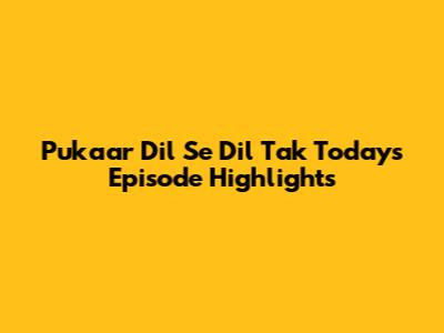 Pukaar Dil Se Dil Tak Today's Episode Highlights