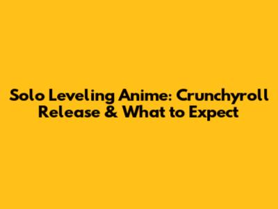 Solo Leveling Anime: Crunchyroll Release & What to Expect