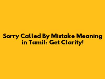 Sorry Called By Mistake Meaning in Tamil: Get Clarity!