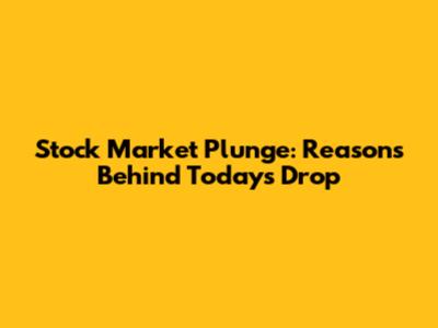 Stock Market Plunge: Reasons Behind Today's Drop