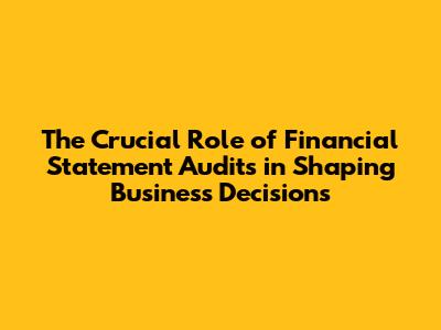 The Crucial Role of Financial Statement Audits in Shaping Business Decisions