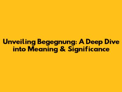 Unveiling Begegnung: A Deep Dive into Meaning & Significance