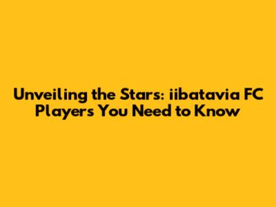 Unveiling the Stars: iibatavia FC Players You Need to Know