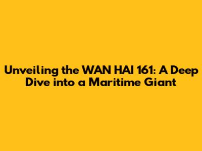 Unveiling the WAN HAI 161: A Deep Dive into a Maritime Giant