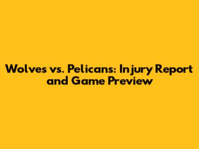 Wolves vs. Pelicans: Injury Report and Game Preview