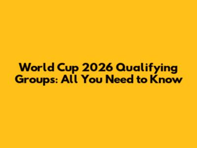 World Cup 2026 Qualifying Groups: All You Need to Know