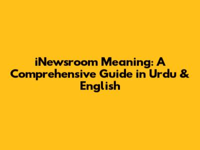 iNewsroom Meaning: A Comprehensive Guide in Urdu & English