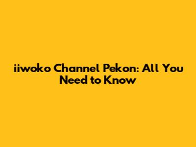 iiwoko Channel Pekon: All You Need to Know